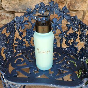 Slim Personalized Tumbler with Straw Lid Mint Green 32oz Insulated Bottle